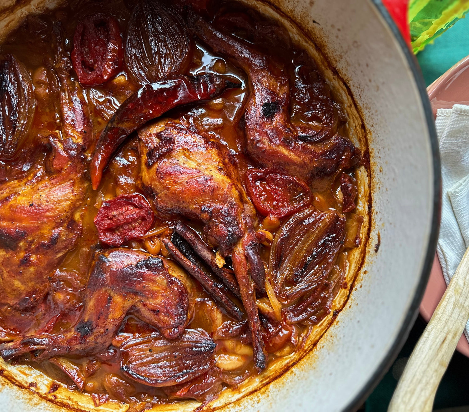 Recipe: Rabbits Braised with Spiced Tomatoes, Shallots, and Fennel