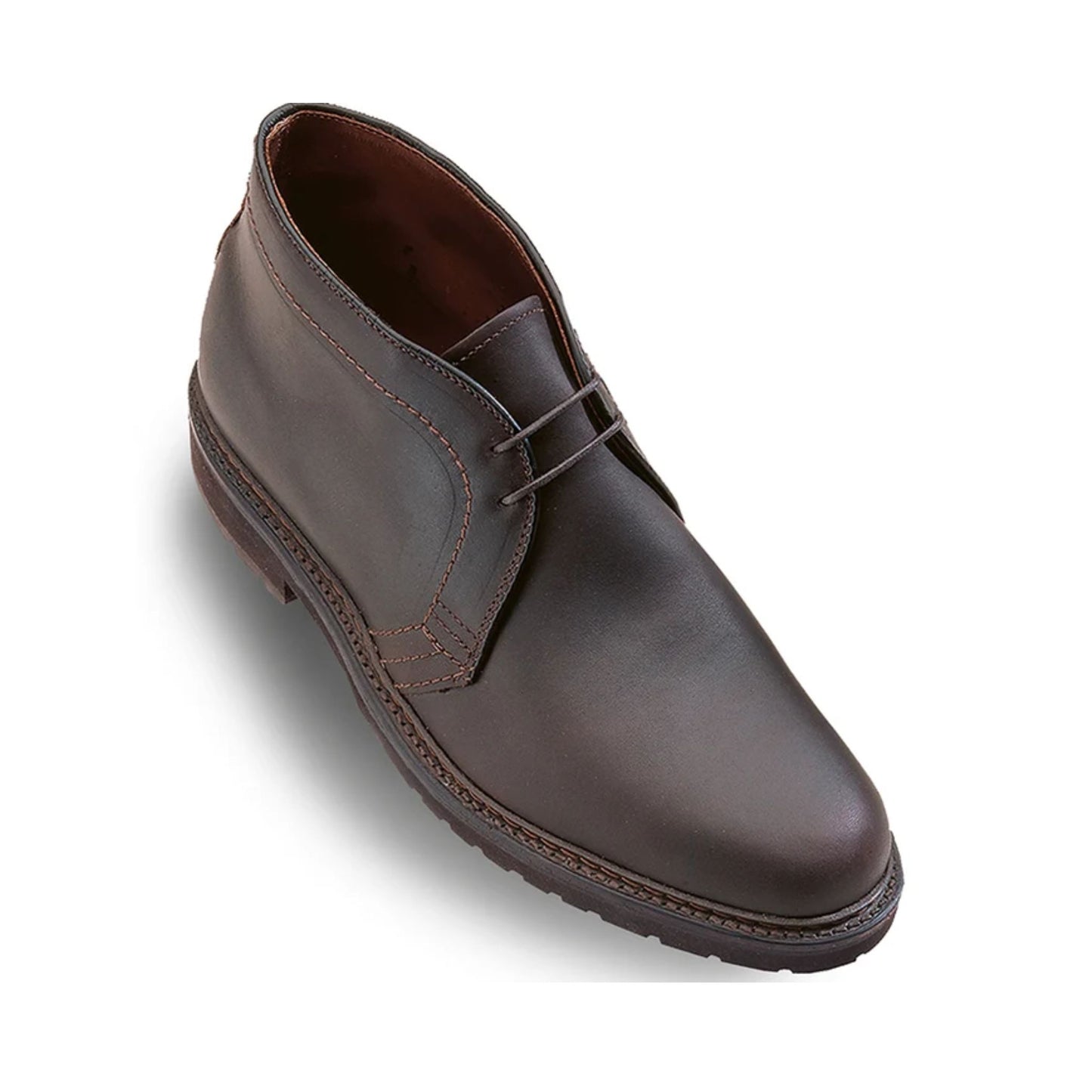 Tom Beckbe Alden #1272S Chukka Boot: brown leather, two eyelets, Goodyear welt, visible stitching, dark rubber sole.