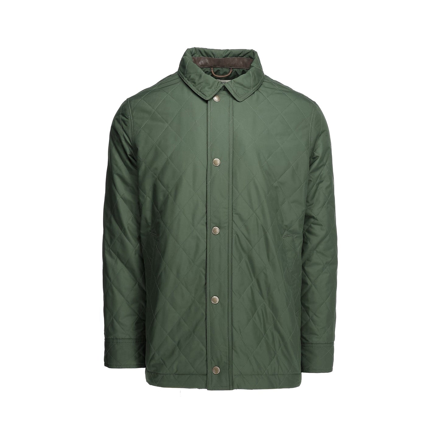 Tom Beckbes Braddock Quilted Jacket features synthetic insulation, a collar, button closure, and long sleeves.
