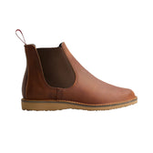 Red Wing Weekender Chelsea Boot by Tom Beckbe: brown leather, tan sole, timeless design, and quality craftsmanship.