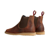 Tom Beckbe Red Wing Weekender Chelsea Boot: brown leather, dark elastic, tan sole, classic American design.