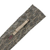 Tom Beckbe Canvas Roll Top Gun Sleeve in Mossy Oak Original Bottomland with beige strap and brown leather accent.