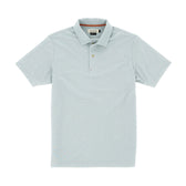 Tom Beckbe Coastal Polo: A light gray mens shirt with a collar, short sleeves, and moisture-wicking fabric for comfort.