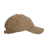 Tom Beckbe Cotton Twill 6-Panel Hat - Brittany Spaniel, tan, side view with curved brim and adjustable back strap.