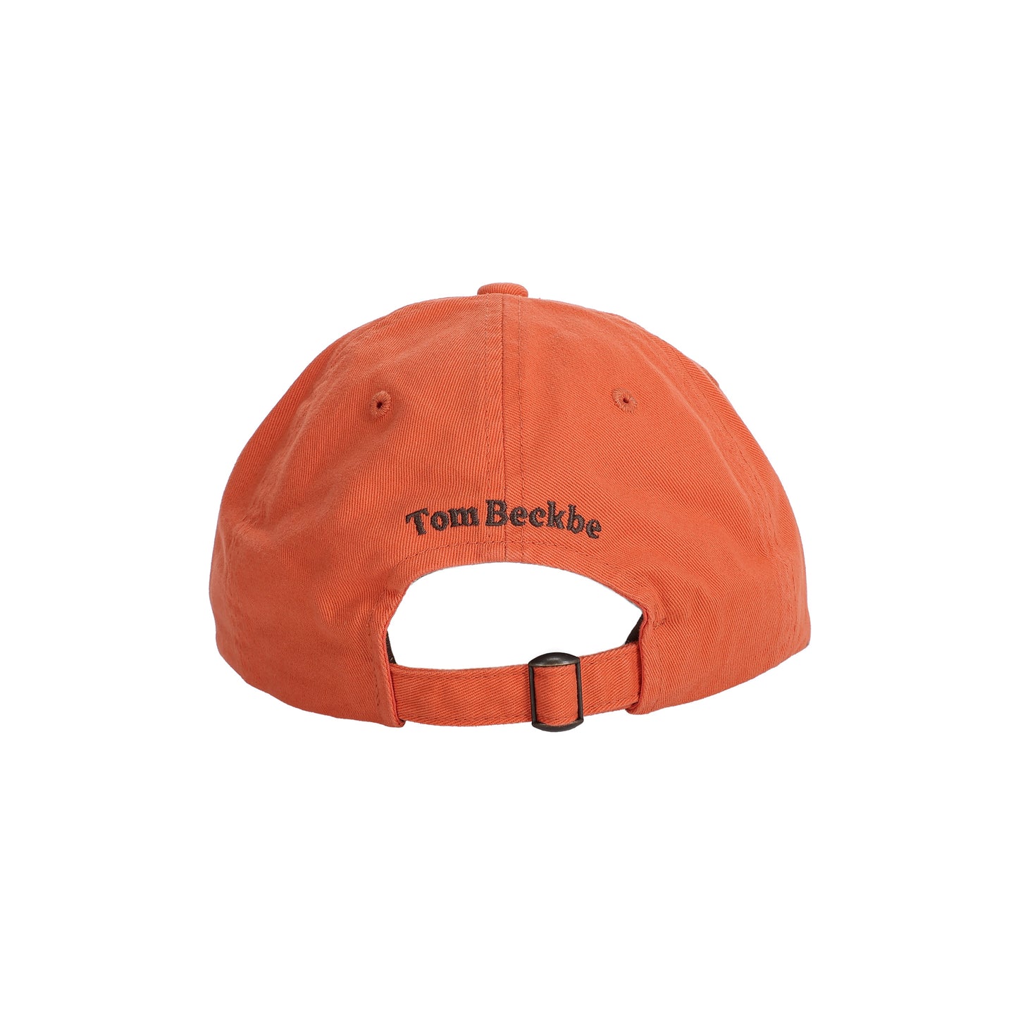 Tom Beckbe Cotton Twill 6-Panel Hat - English Setter, shown from the back with logo above adjustable metal-buckle strap.