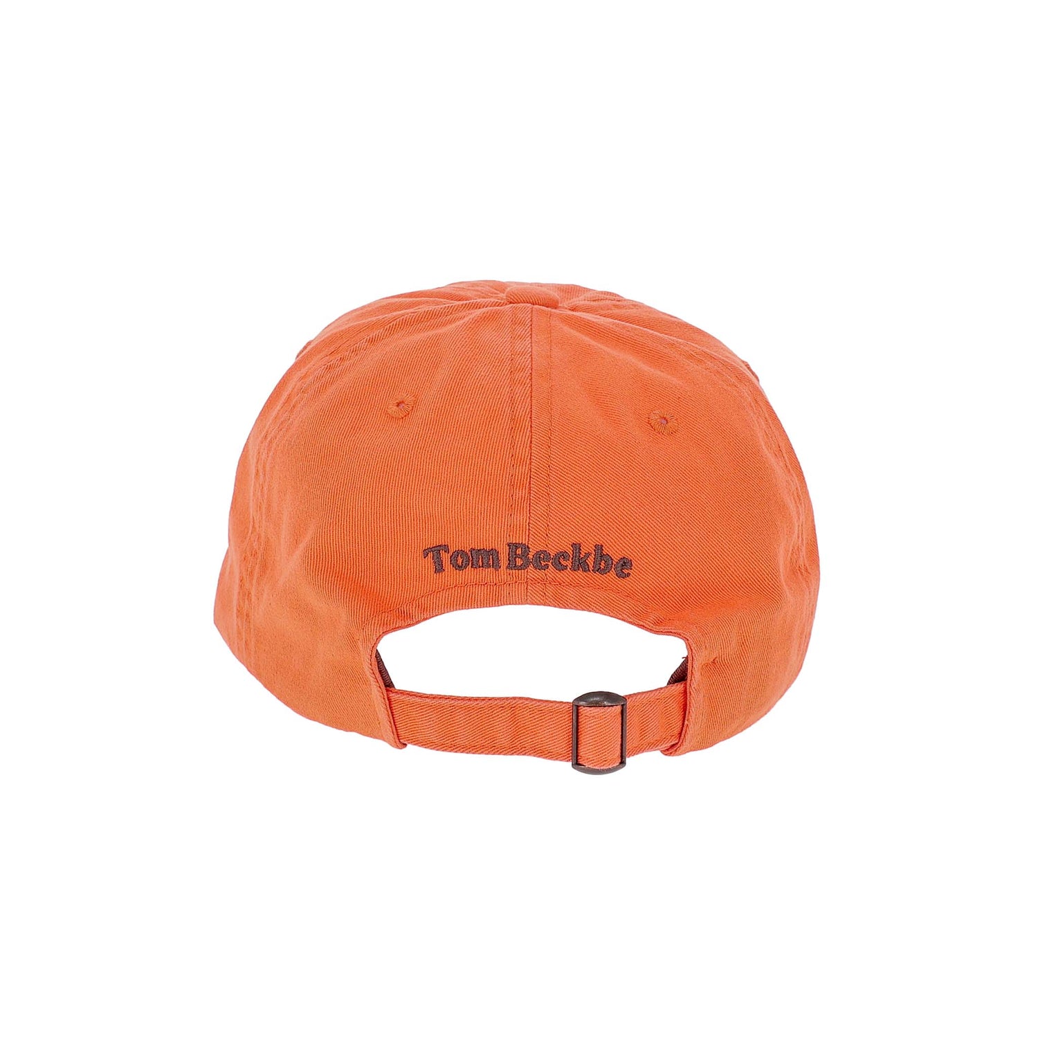 Tom Beckbe Cotton Twill Baseball Hat, orange, mid-rise, with brand logo above adjustable back strap.