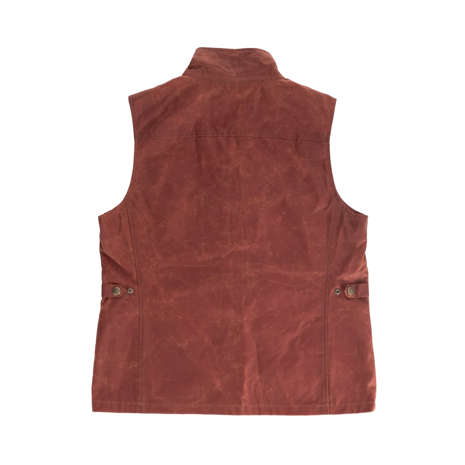 Tom Beckbes limited edition Fox Red Kinsman Vest features a high collar, sleeveless design, and adjustable side tabs.