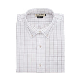 Monroe Poplin Shirt: Classic fit, grid-patterned white collared button-up crafted from breathable cotton by Tom Beckbe.