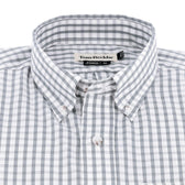 Close-up of the Tom Beckbe Monroe Poplin Shirt, featuring a gray and white checkered pattern.