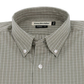 Tom Beckbe Monroe Poplin Shirt: gray, button-down, white checkered, breathable cotton mens sport shirt.