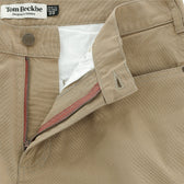 Reid Straight Leg Cotton Chino Pant by Tom Beckbe, shown open to reveal the branded waistband label.