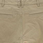 Close-up of Tom Beckbe Reid Straight Leg Cotton Chino Pant in khaki, showing belt loops and back welt pockets.