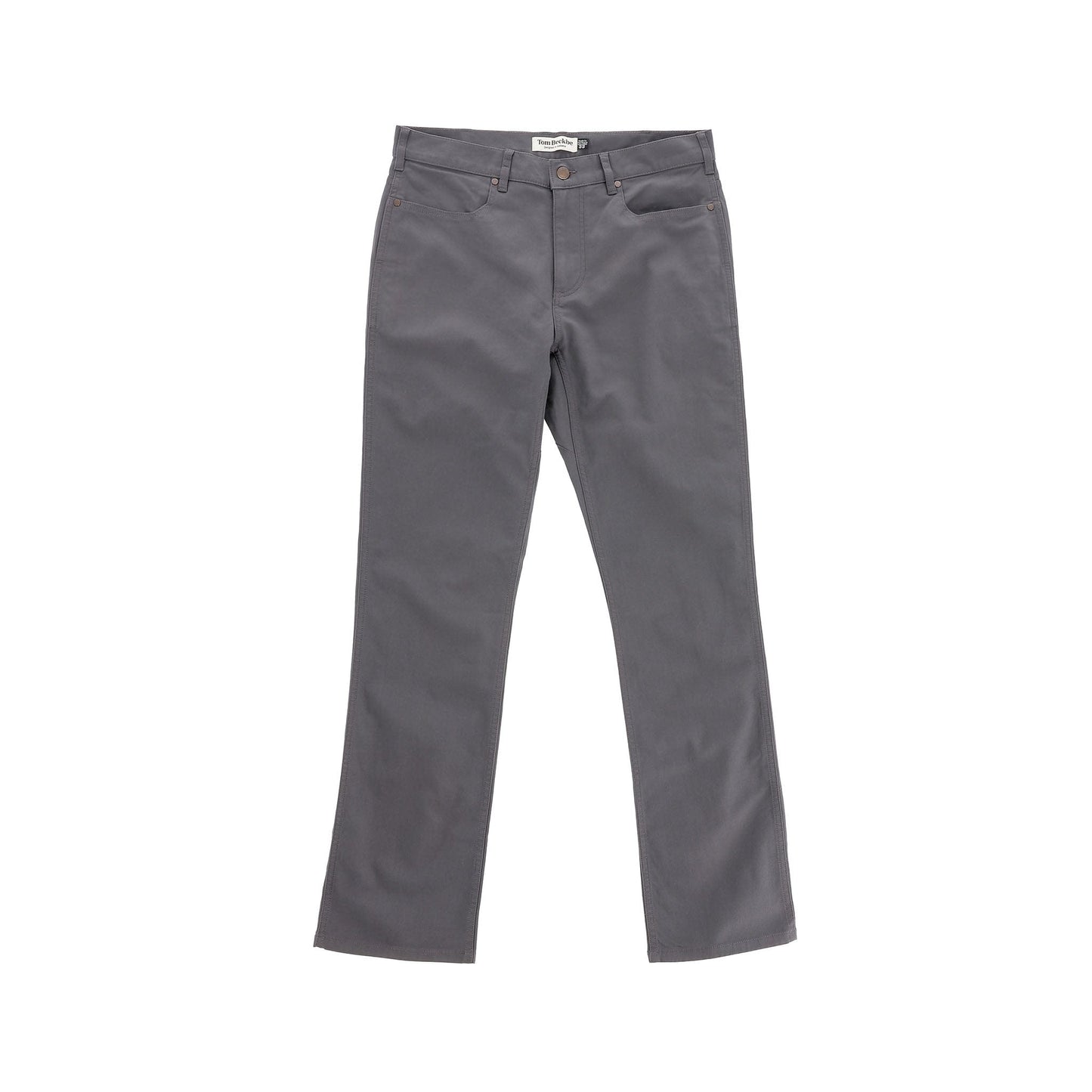 Tom Beckbe Reid Straight Leg Cotton Chino Pant for men in gray, shown flat on a white background.