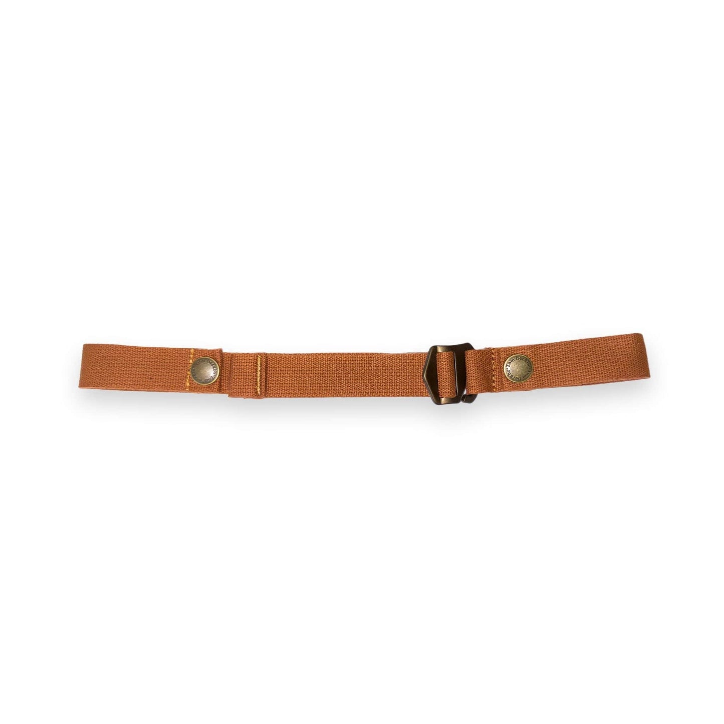 Brown adjustable fabric Sternum Strap by Tom Beckbe with metal buckles and snaps, ideal for bird hunting trips.