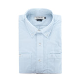Light blue Tom Beckbe Tidewater Shirt, short-sleeve button-down, neatly folded with UPF 30+ coverage.