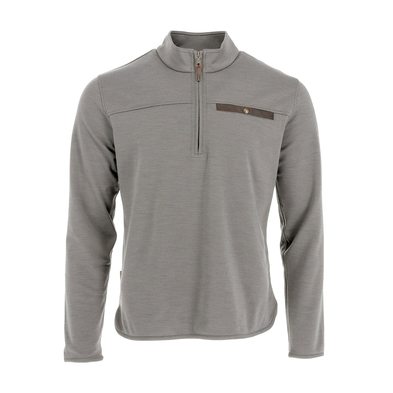 Tom Beckbe Tucker Fleece Quarter Zip in Greystone features a button chest pocket, ideal as a three-season pullover.
