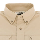 Beige cotton Uplander Shirt by Tom Beckbe, folded; front pockets, durable oxford weave.
