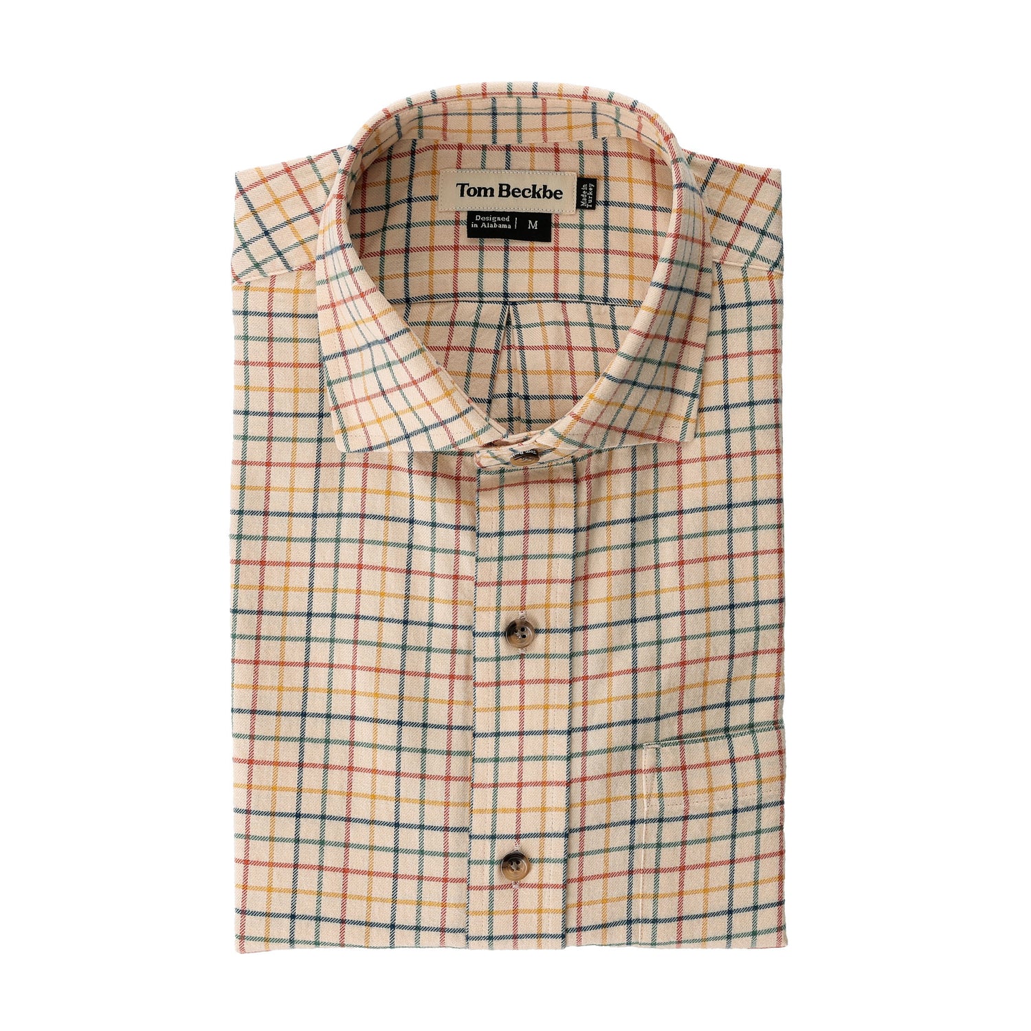 Tom Beckbe Prescott Estate Twill Shirt in beige plaid adds classic fall style to any man’s wardrobe.