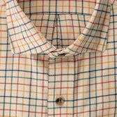 Close-up of the Tom Beckbe Prescott Estate Twill Shirt—men’s plaid cotton, ideal for fall style.