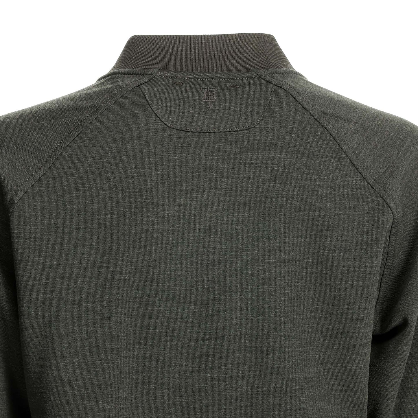 Back of Tom Beckbe Women’s Shelby Fleece Pullover in dark gray—warm, subtle logo at neck, great for cool weather.