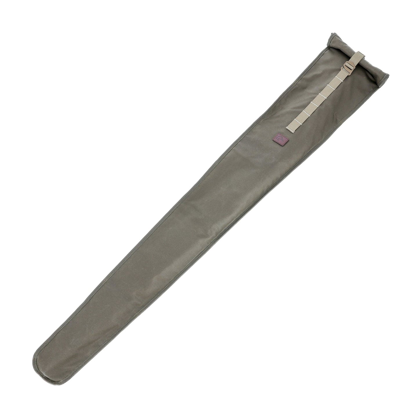 The Tom Beckbe DU Roll Top Gun Sleeve is long, gray, and buckle-strapped—ideal for slim gear and hunting protection.
