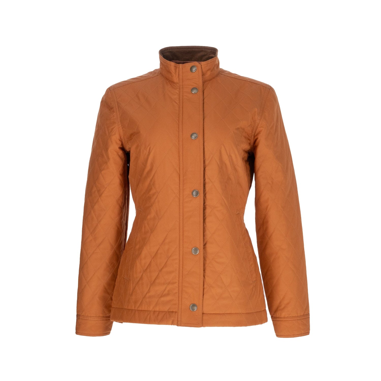 The Womens Camden Quilted Jacket by Tom Beckbe, with premium insulation and high collar, is shown on a white background.