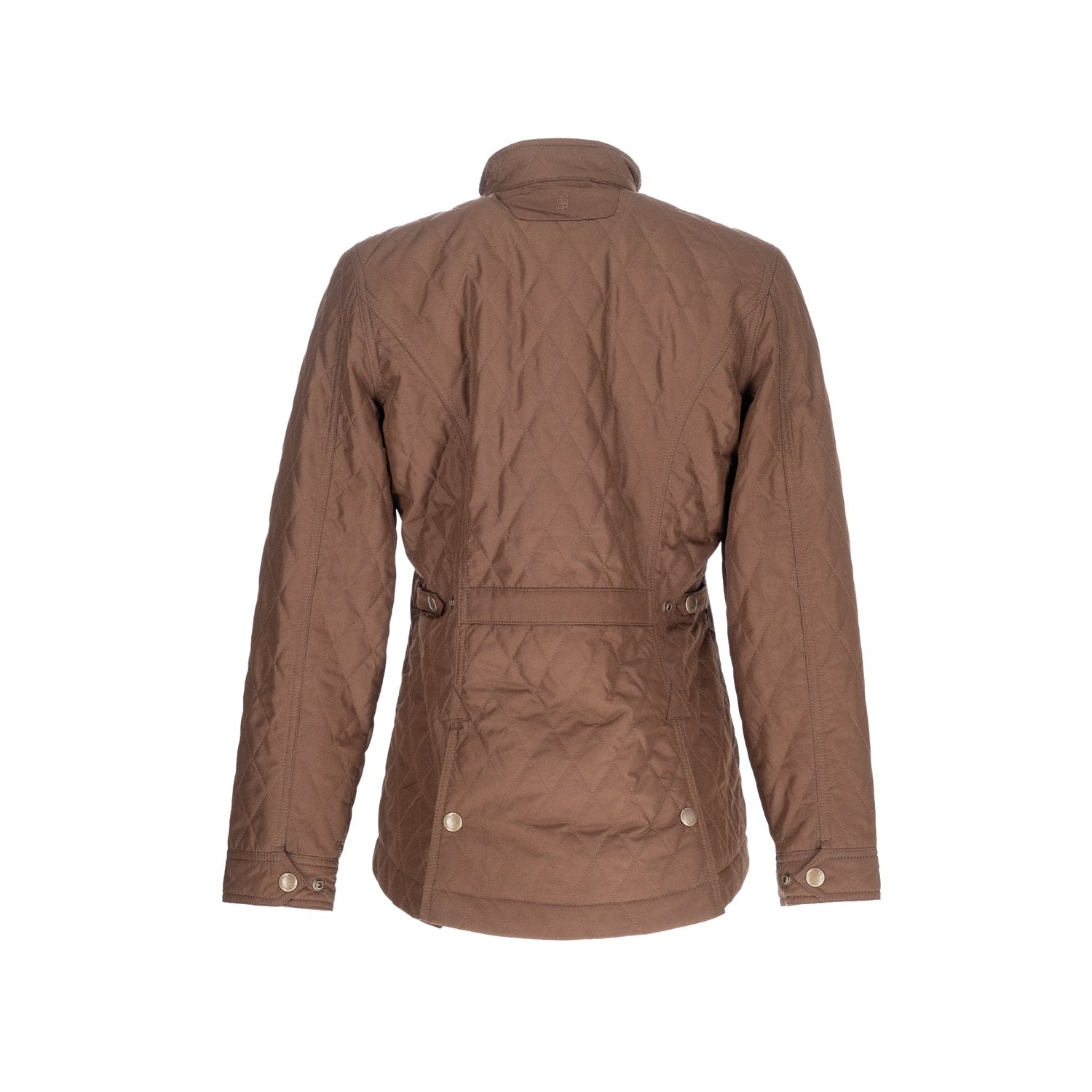 Tom Beckbes Womens Camden Quilted Jacket features premium insulation, high collar, and button details, shown from the back.