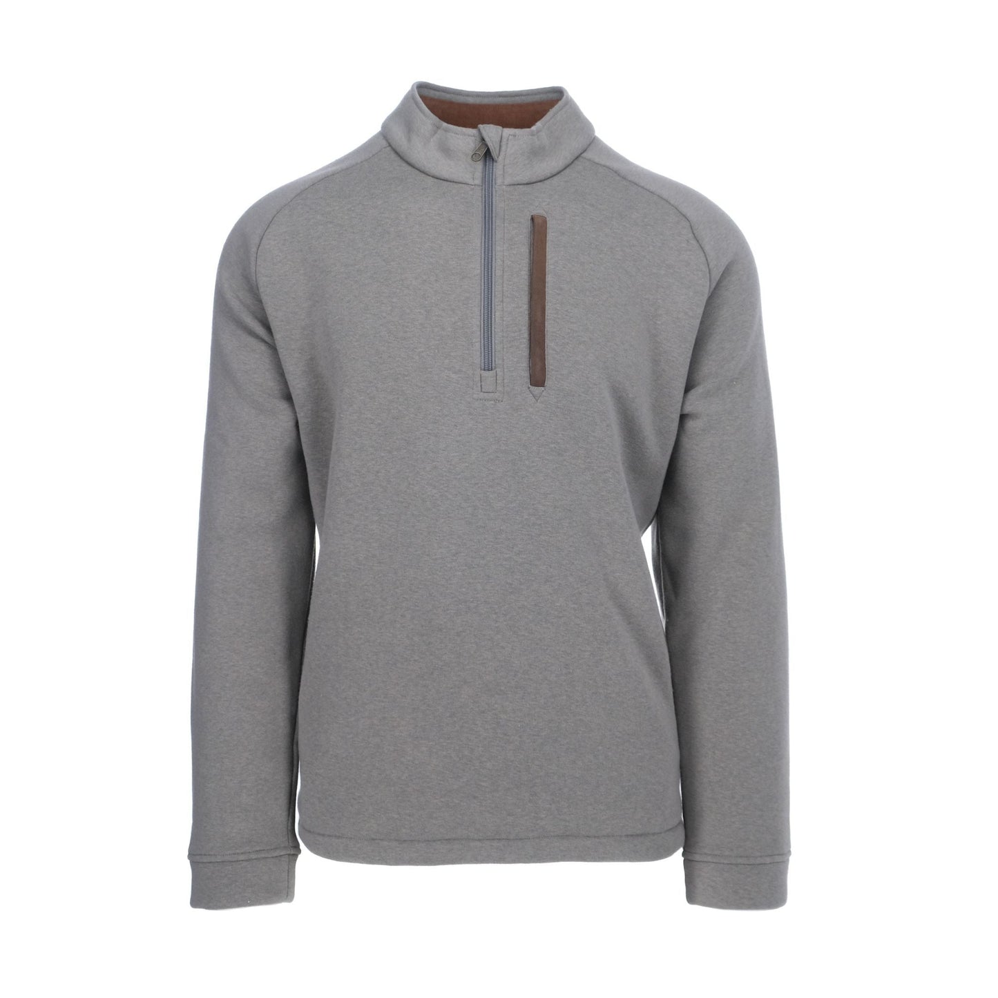Tom Beckbes Warren Fleece Quarter Zip in gray includes thermal insulation, a zippered chest pocket, and long sleeves.